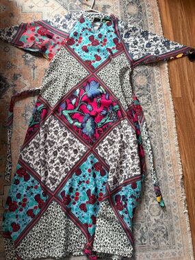 Patchwork Floral Maxi Dress in Teal, Magenta & Black